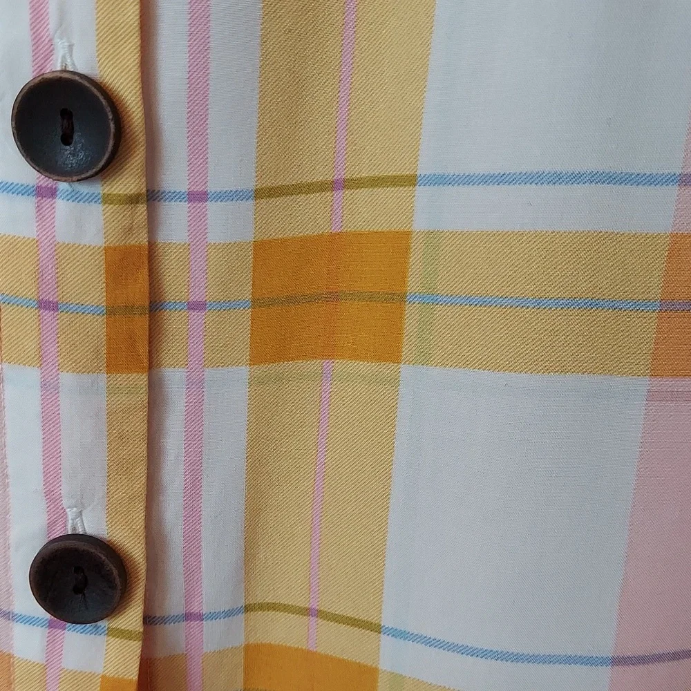a.n.a Woman's Summer Sleeveless Plaid Button Down Flowy Blouse, Size 3X Like New